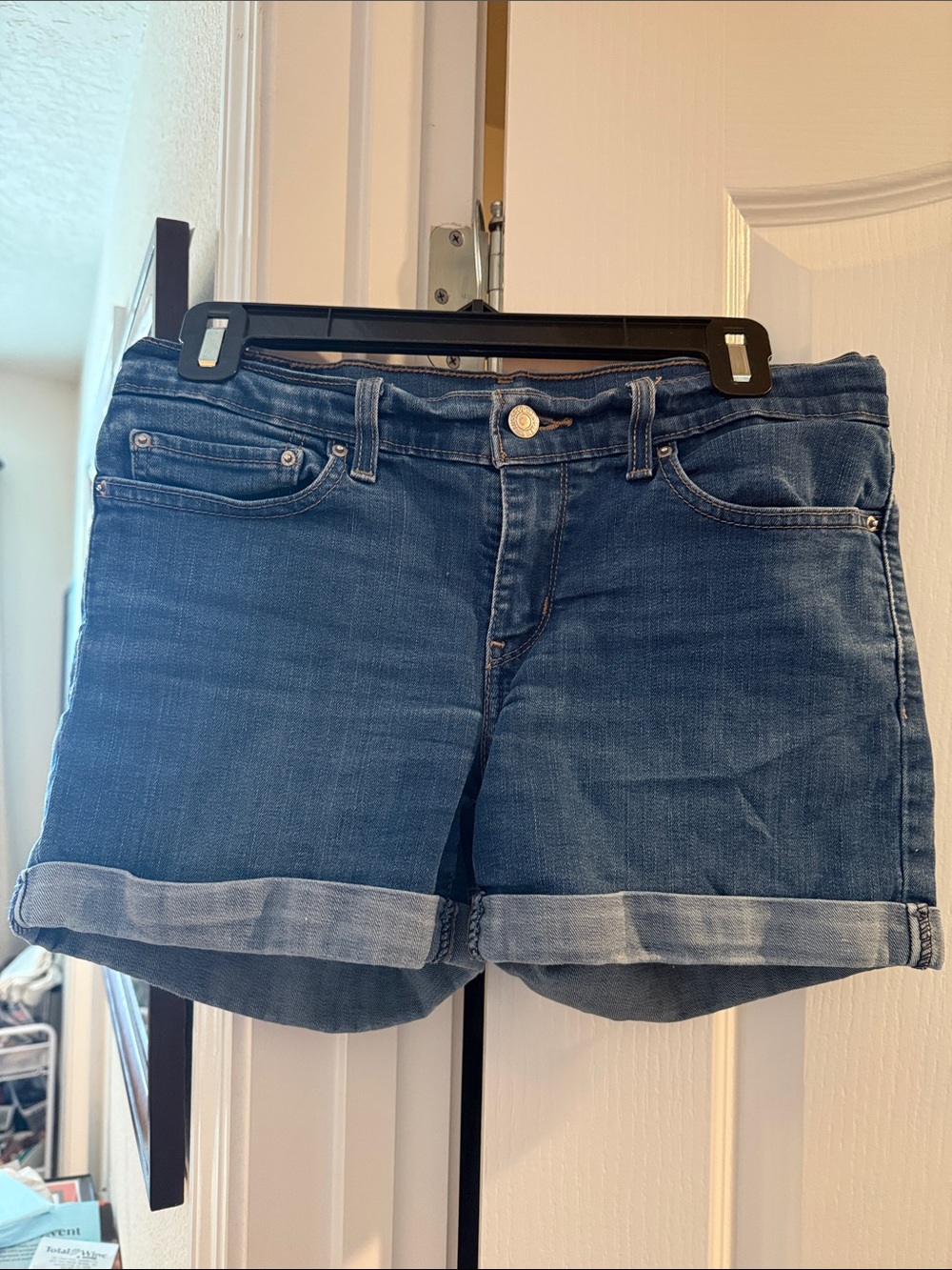 Levi’s Women's Dark Blue Denim Roll-Cuff Shorts